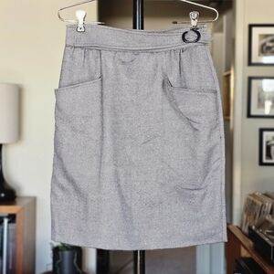 Emanuel Ungaro VTG Navy Blue Tweed Knee Length Skirt